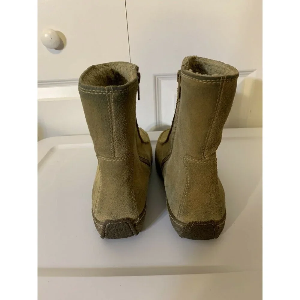 Timberland Suede Ankle Women’s Sz 7.5 Leather‎ Boots Slip On Side Zip